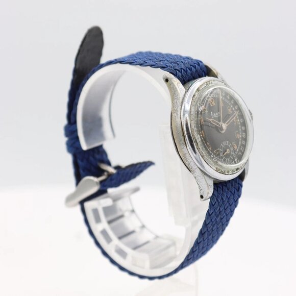 Vintage Liban 392 Date Pointer Men's Mechanical Wristwatch Chrome w Black Dial - Picture 4 of 4